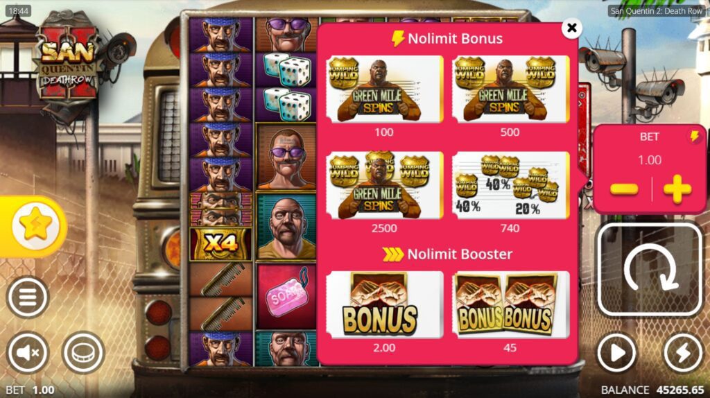 Bonus Buy Menu Screen