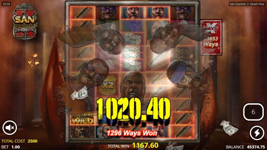 San Quentin 2: Death Row Huge Win Screen