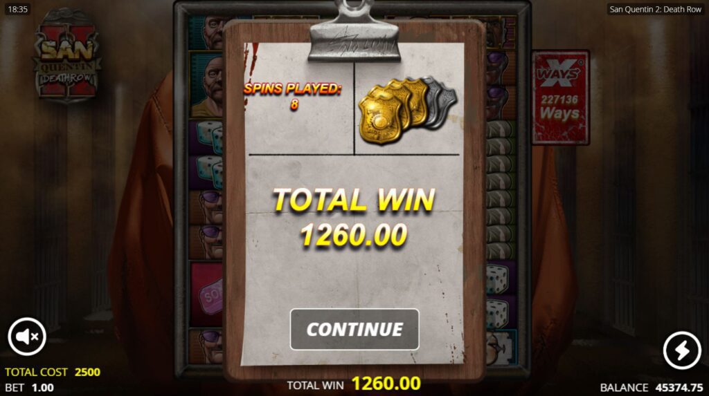 Green Mile Spins: End Screen